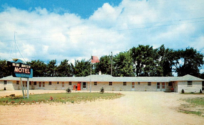 Blue Water Motel - Vintage Postcard